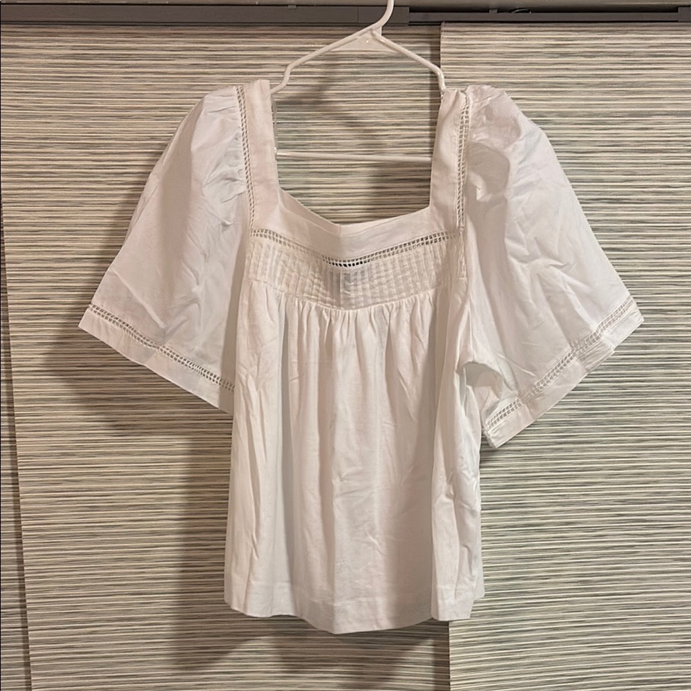 Banana Republic White Blouse with Square Neckline